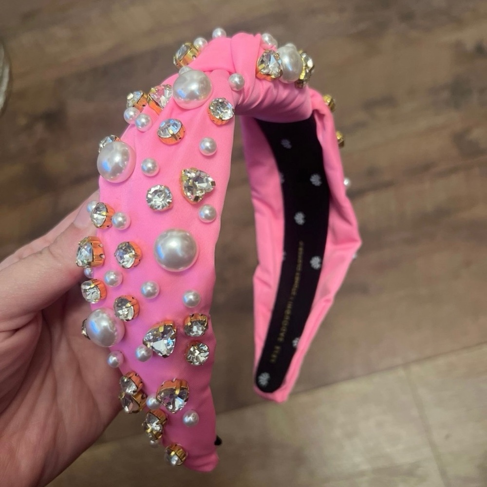 Stoney Clover Lane x Lele Sadoughi Pink Pearl & Crystal Knotted Headband